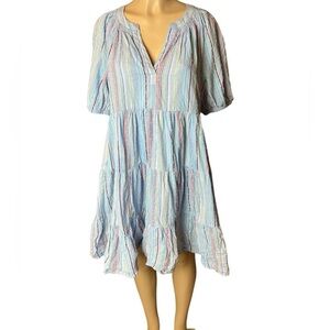 Crown and Ivy Blue with Pinstripes Cotton Midi Dress Women’s Size Medium​​​​